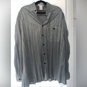 ISSEY MIYAKE Microfiber Button Up Shirt Charcoal Gray Pleated Men's XL NEW